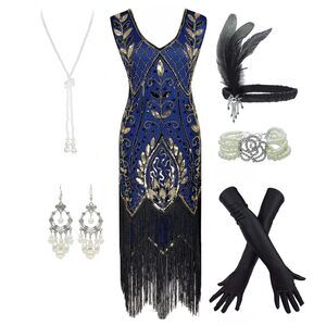 3434 Women's 1920s Flapper Fringe Beaded Great Gatsby Party